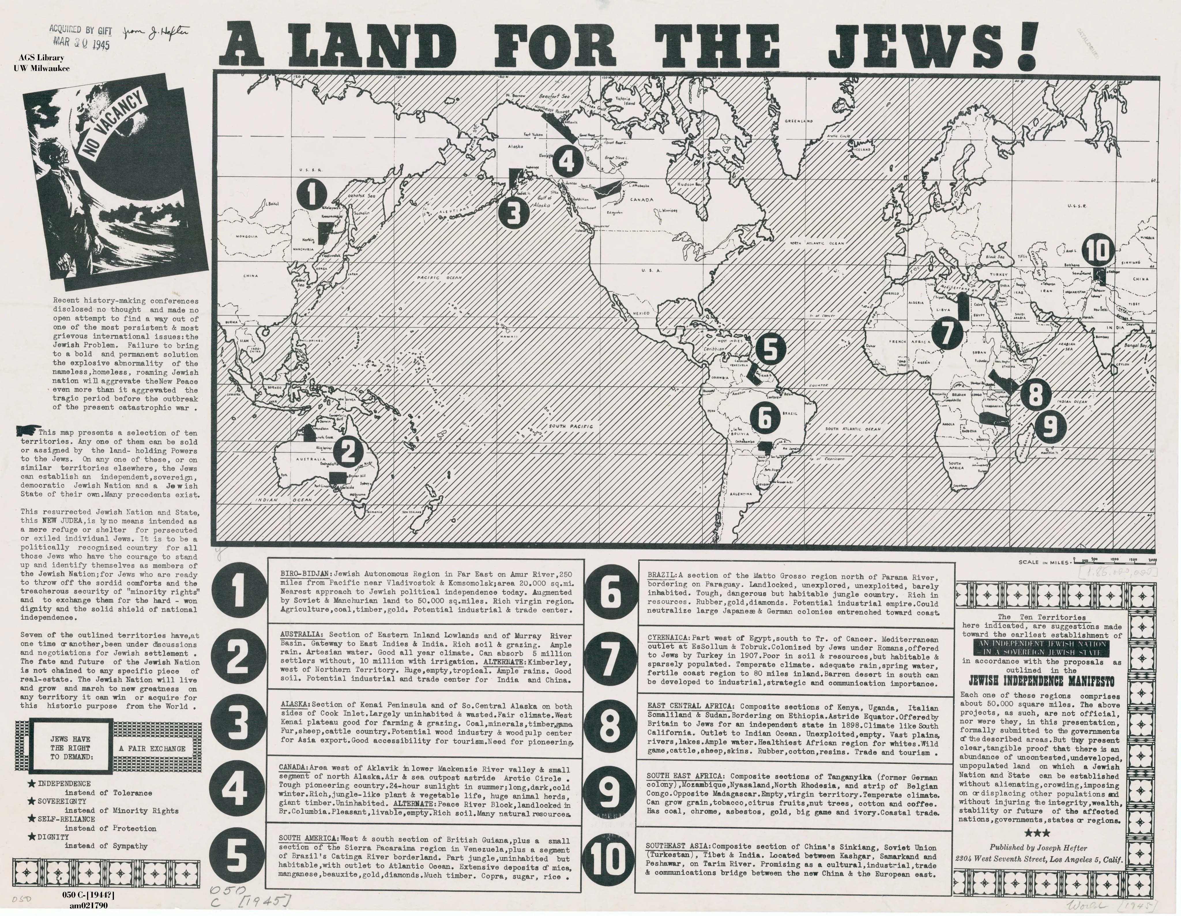 Proposed Jewish Settlements and Local Creation Myths
